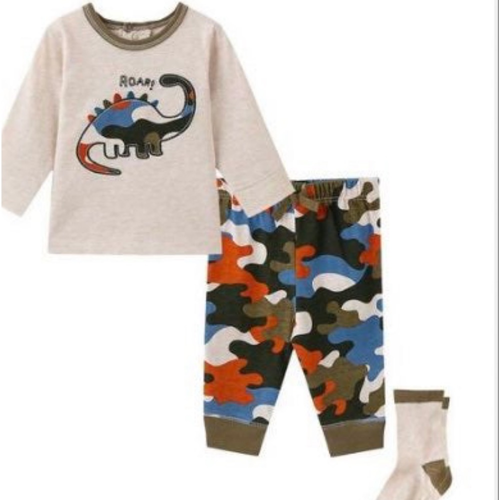 New Little Me Baby Boys 3-pc Roar Dino Jogger 
Size: 3 Month
Color:
